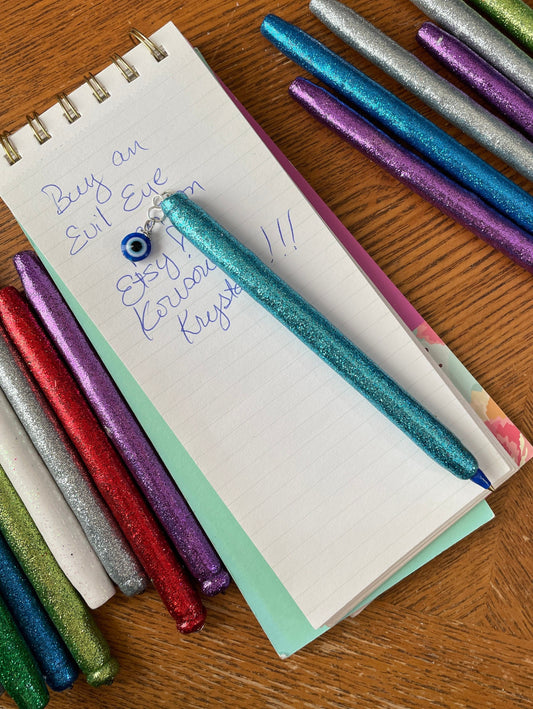 Evil Eye refillable glitter pens!