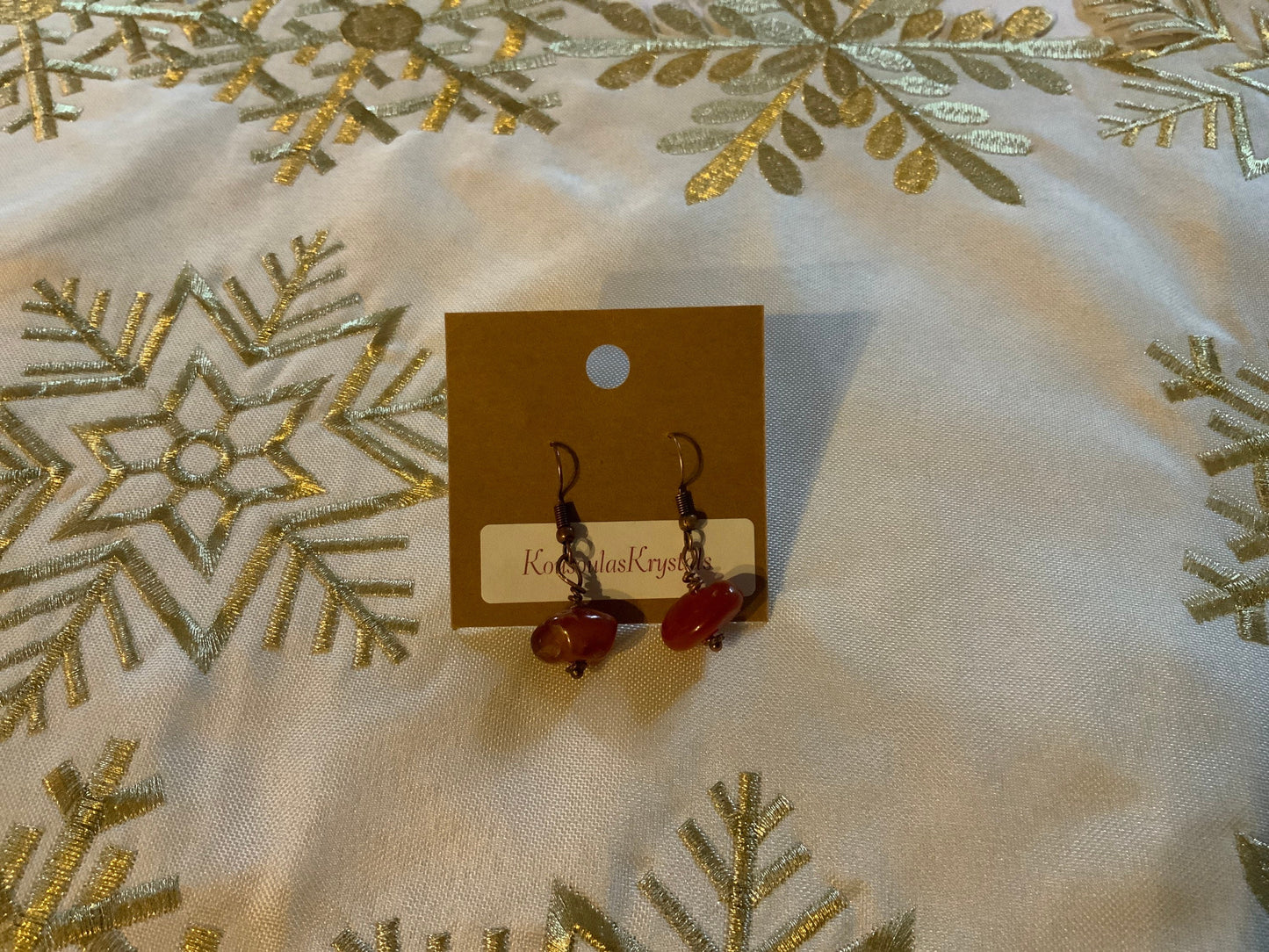 Beautiful Orange Carnelian and Copper Dangle Earrings