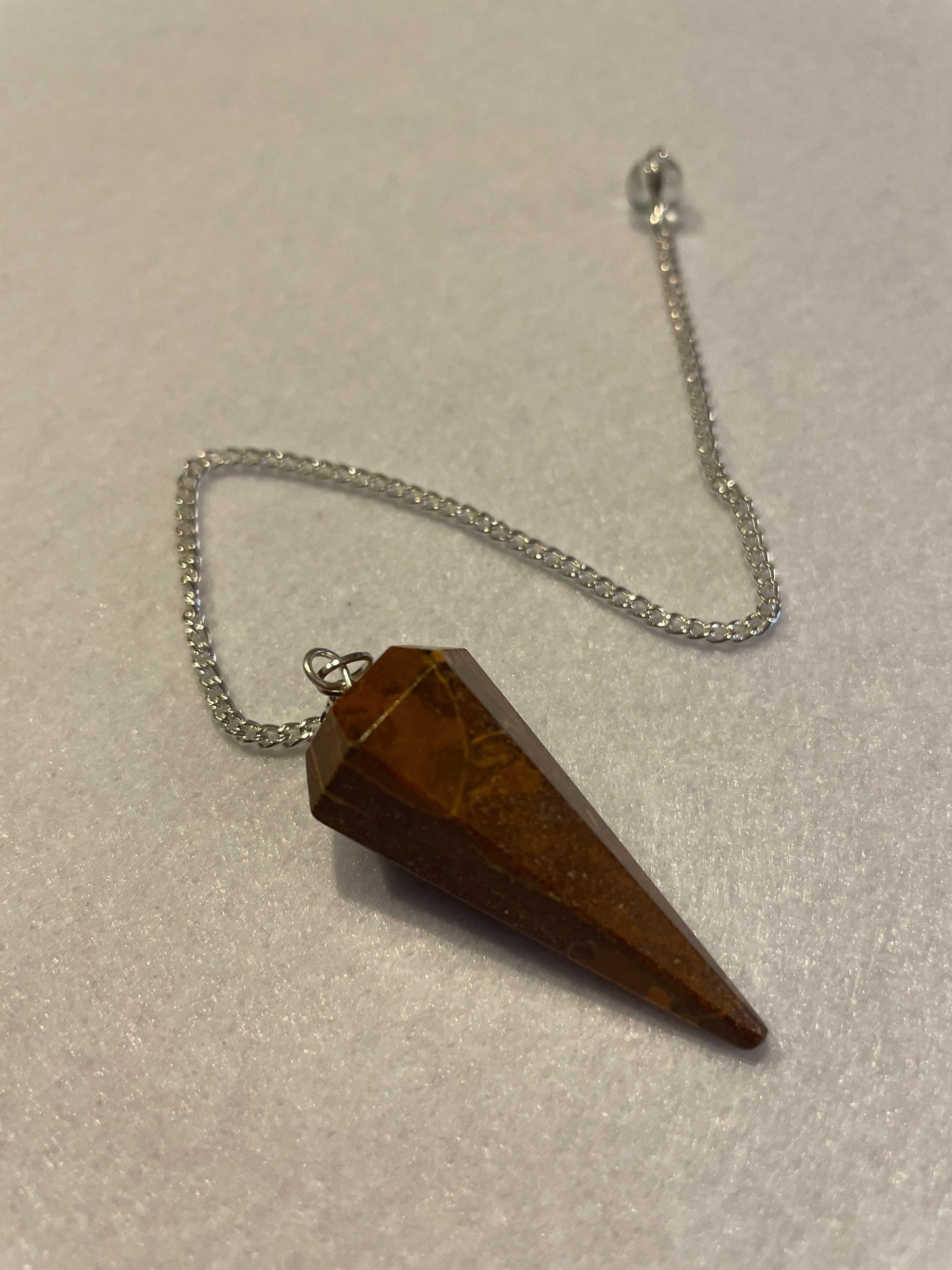 Awesome Yellow Jasper Pendulum is 1.50” with chain approximately 8.25”