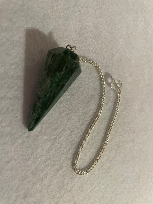 Jade Pendulum is  1.75” and with chain is 8.5”