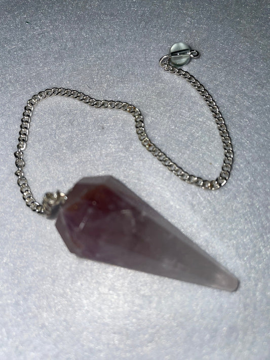 Amethyst Pendulum is  1.75” and with chain is 8.75”