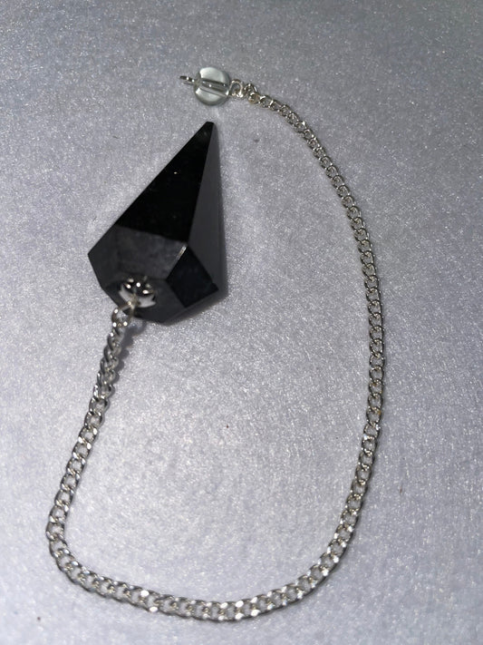 Black Obsidian Pendulum is  1.65” and with chain is 8.5”