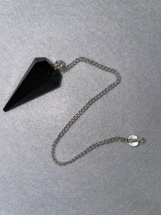 Black Obsidian Pendulum is  1.65” and with chain is 8.5”