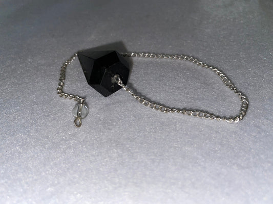 Awesome Black Obsidian Pendulum is  1.5” and with chain is 9”.25”