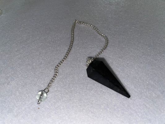 Pretty Black Obsidian Pendulum is  1.5” and with chain is 9”