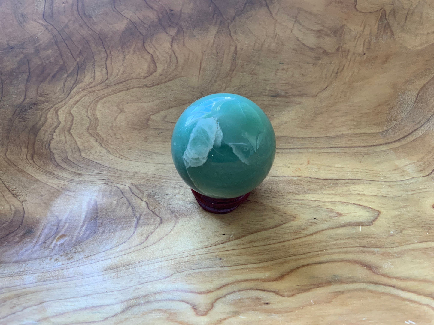 Beautiful 6.5 oz crystal Aventurine sphere crystal ball with wooden stand