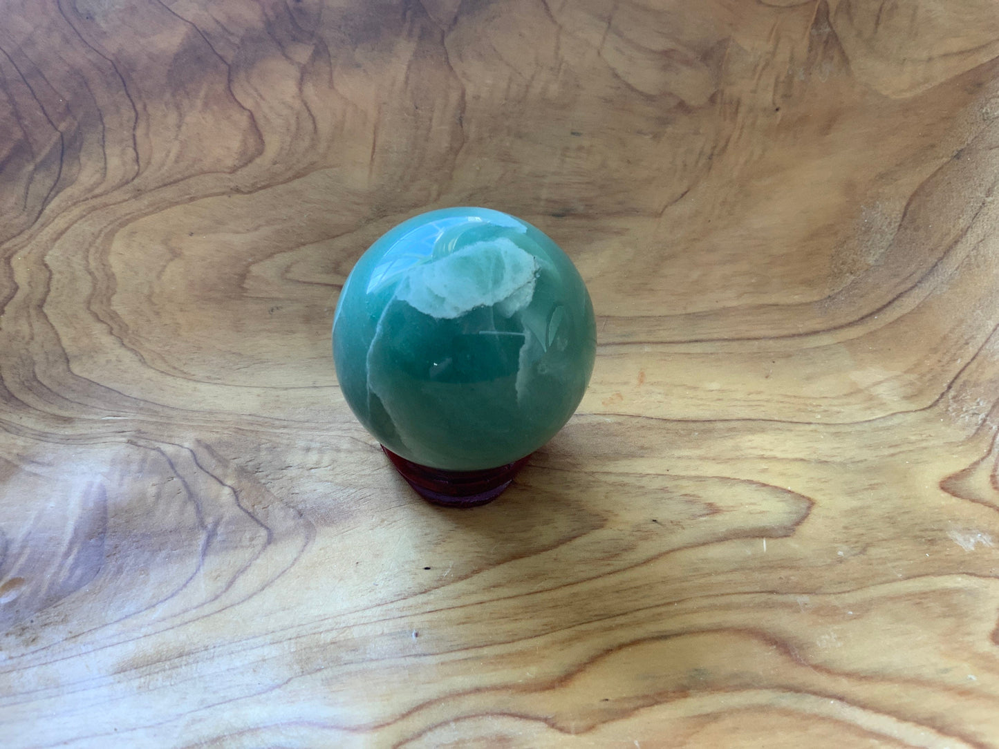 Beautiful 6.5 oz crystal Aventurine sphere crystal ball with wooden stand