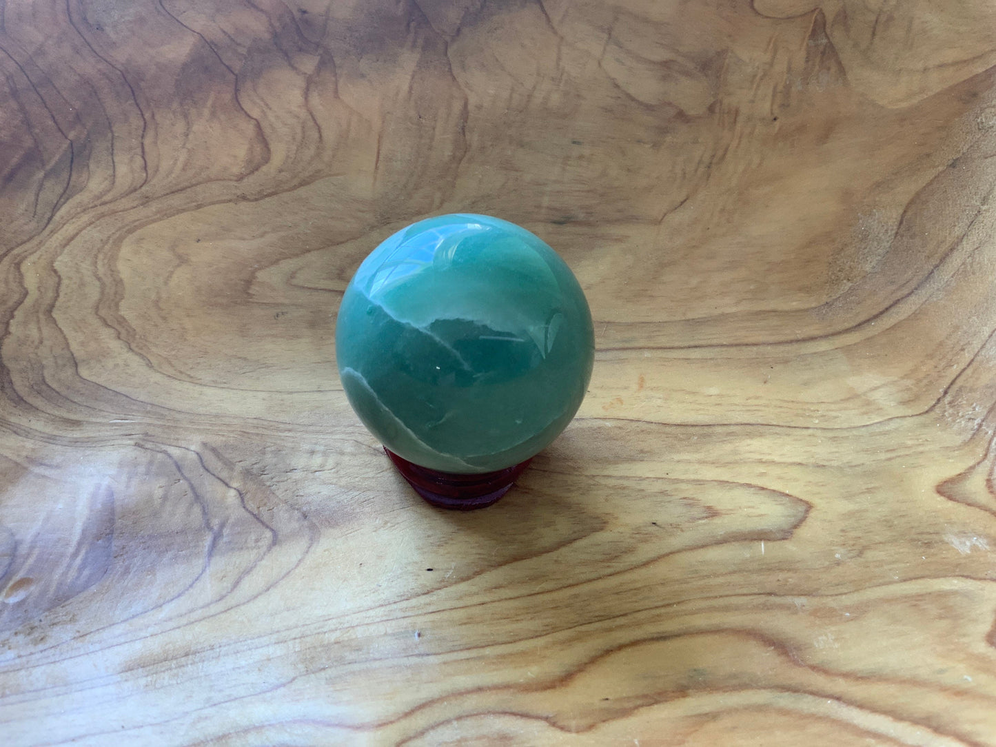 Beautiful 6.5 oz crystal Aventurine sphere crystal ball with wooden stand