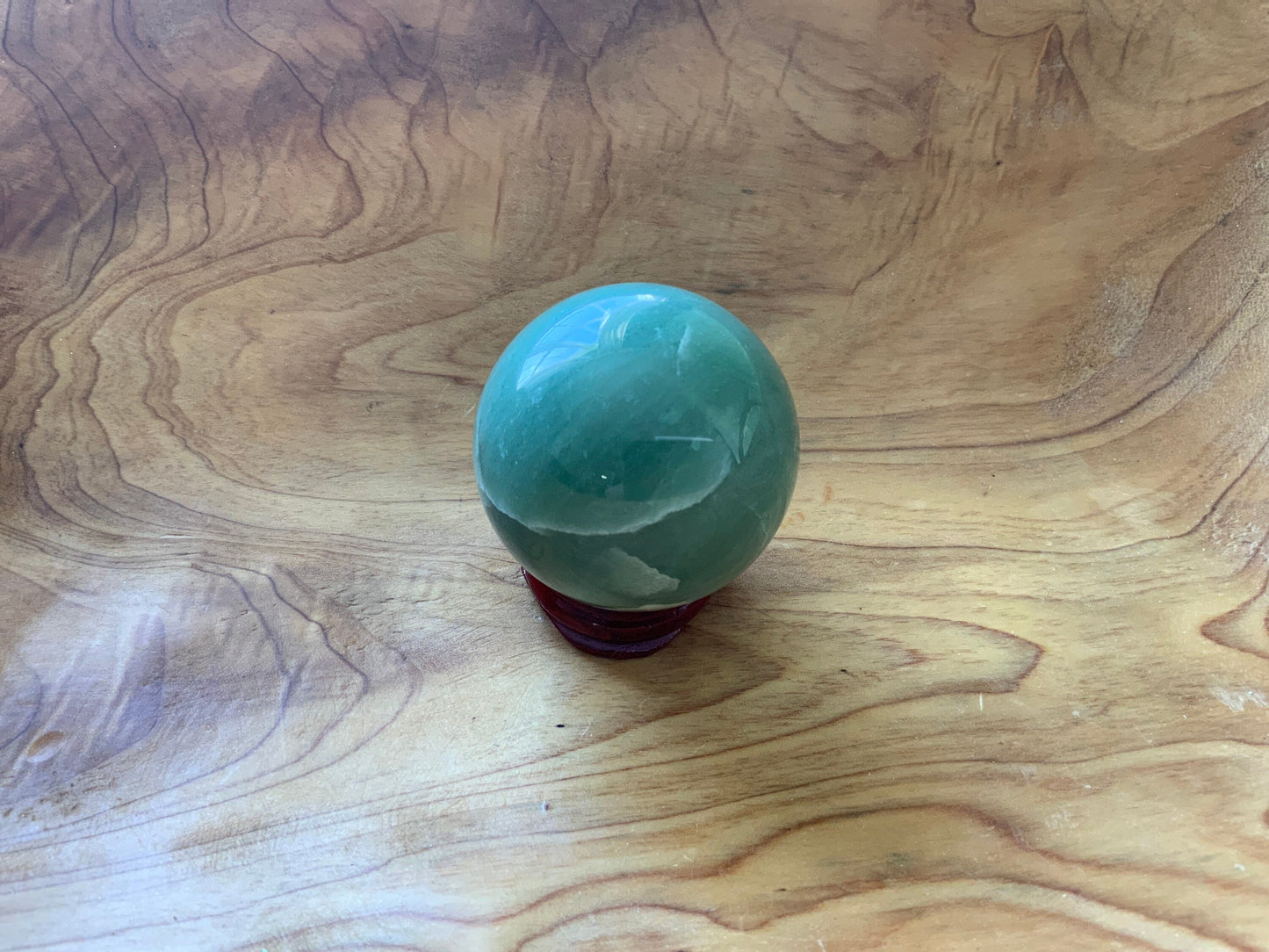 Beautiful 6.5 oz crystal Aventurine sphere crystal ball with wooden stand
