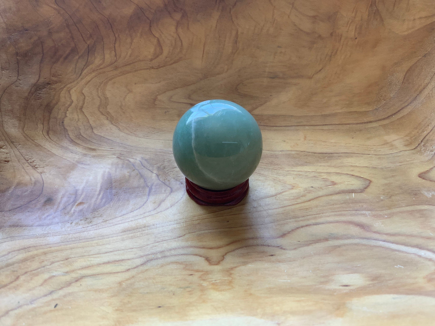 Beautiful 4.7 oz crystal Aventurine sphere crystal ball with wooden Crystal