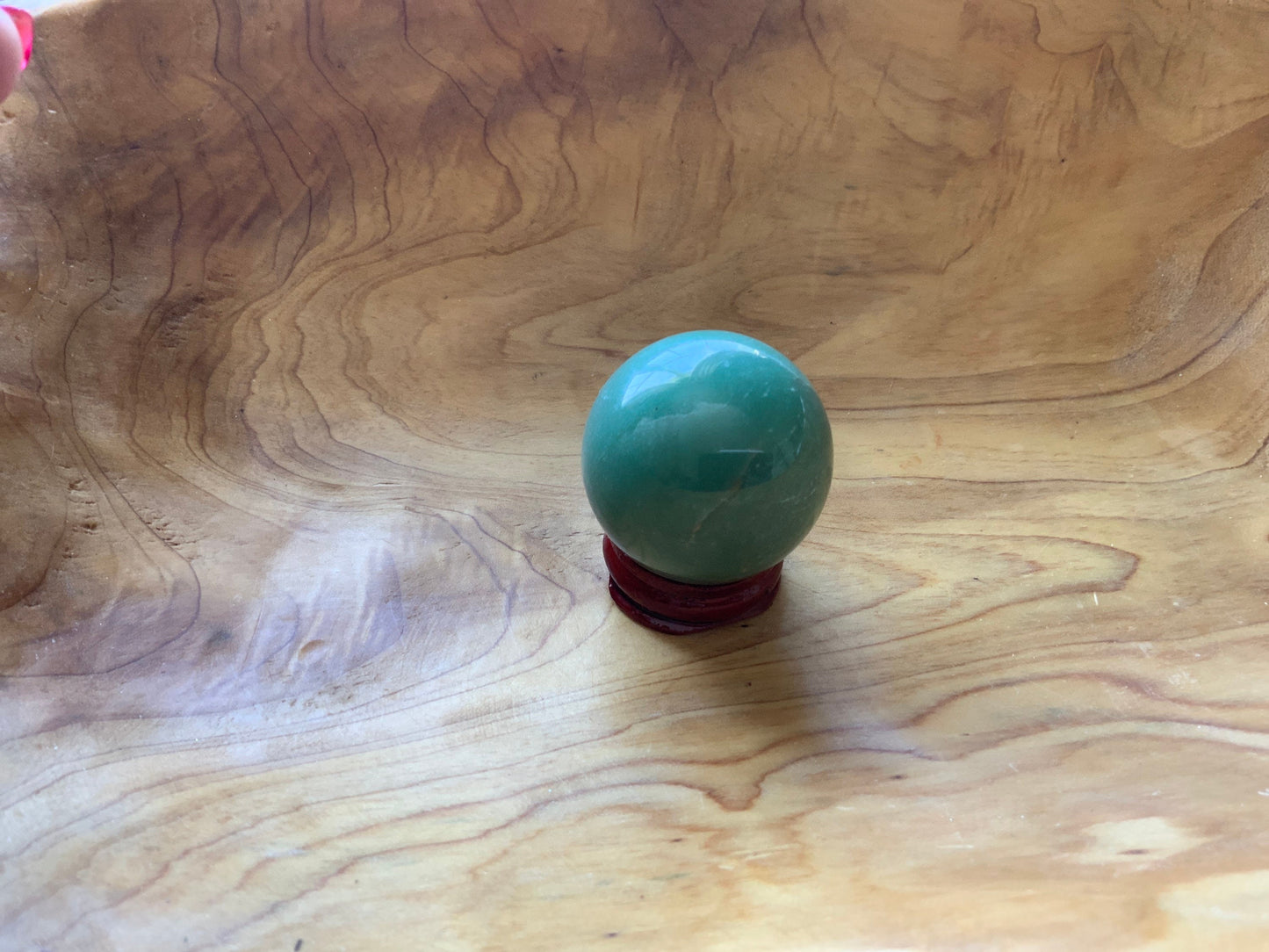 Beautiful 4.4 oz crystal Aventurine sphere crystal ball with wooden Crystal