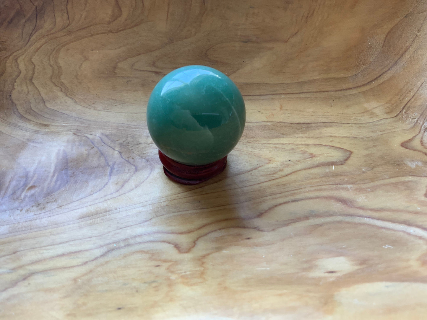 Beautiful 4.4 oz crystal Aventurine sphere crystal ball with wooden Crystal