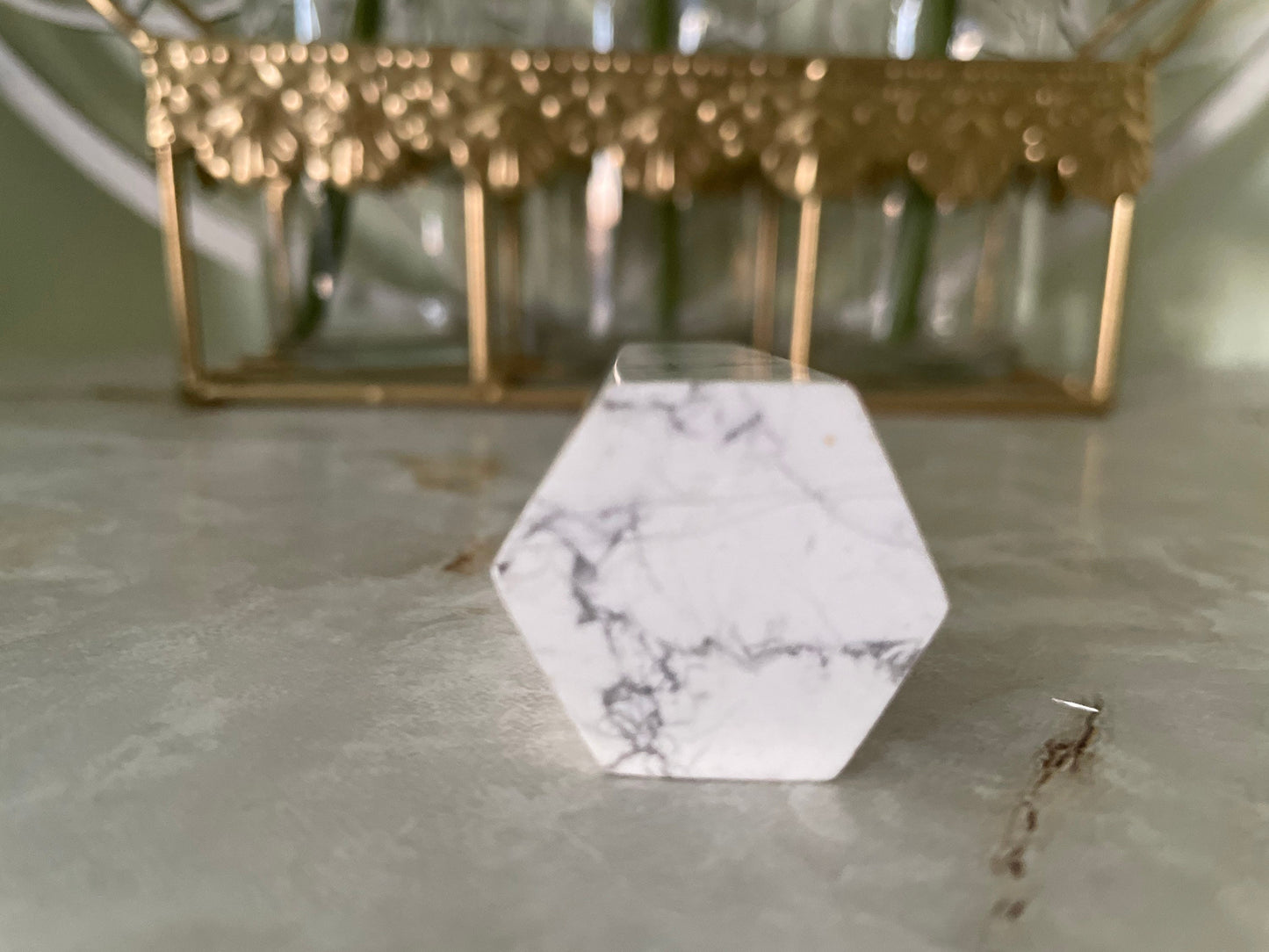 Awesome Howlite point crystal with beautiful cut