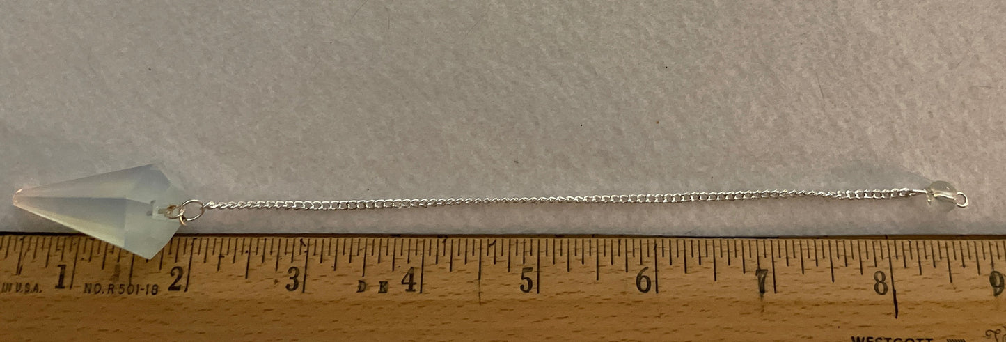 This beautiful  Opalite pendulum is approximately 1.65” and with chain is 8.5”