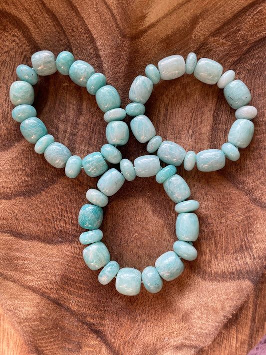 Beautiful beaded Amazonite bracelet with mixed bead shapes and sizes