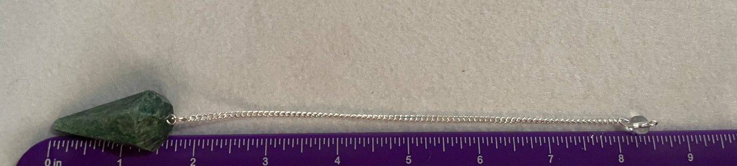 Pretty Jade Pendulum is 1.75” and with chain is 8.5”