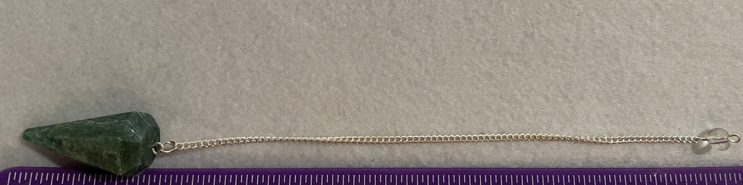 Jade Pendulum is  1.75” and with chain is 8.5”