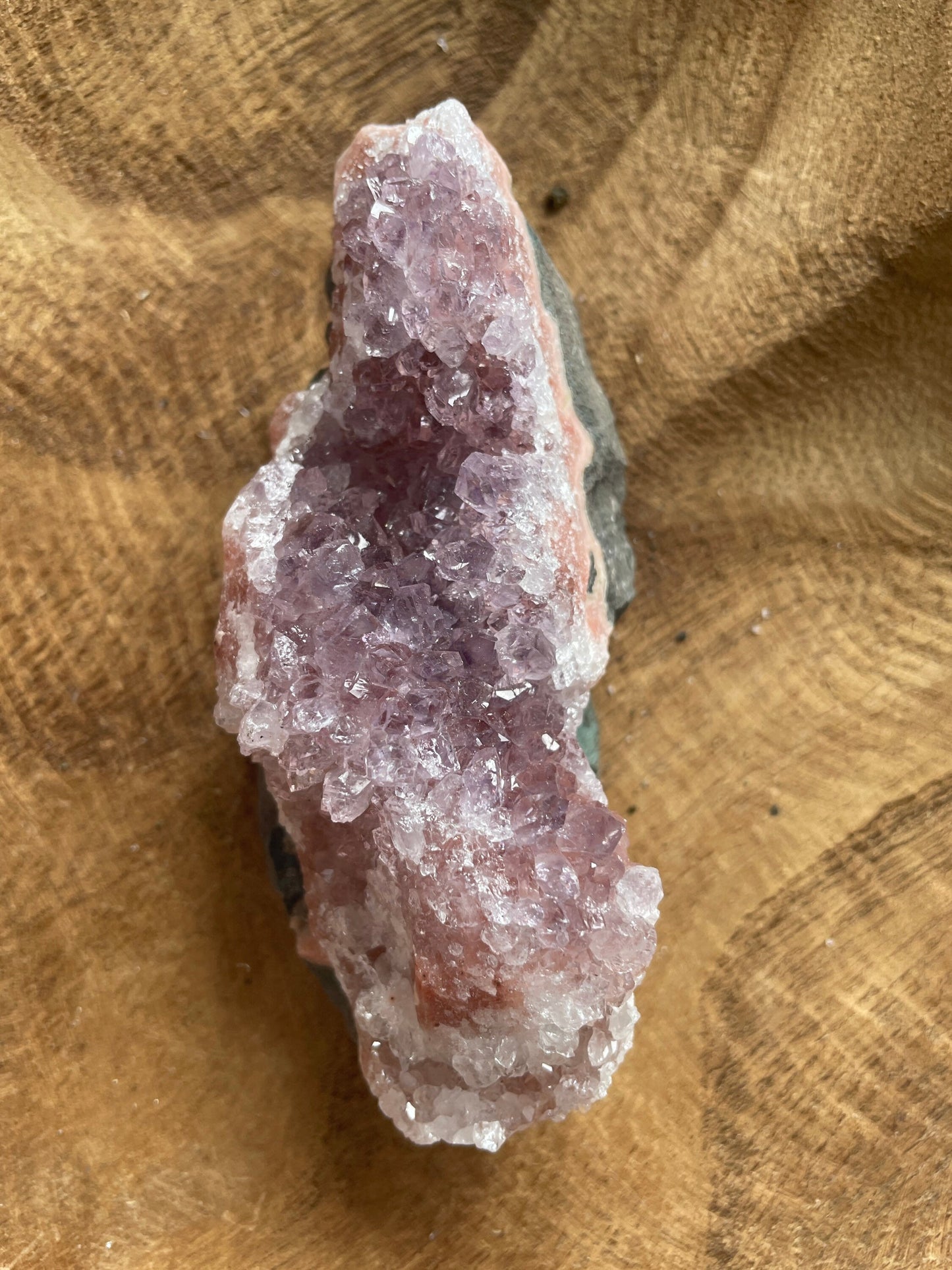 This uniquely colored Uruguay amethyst cluster is an Awesome mix of clear quartz, pink amethyst and amethyst