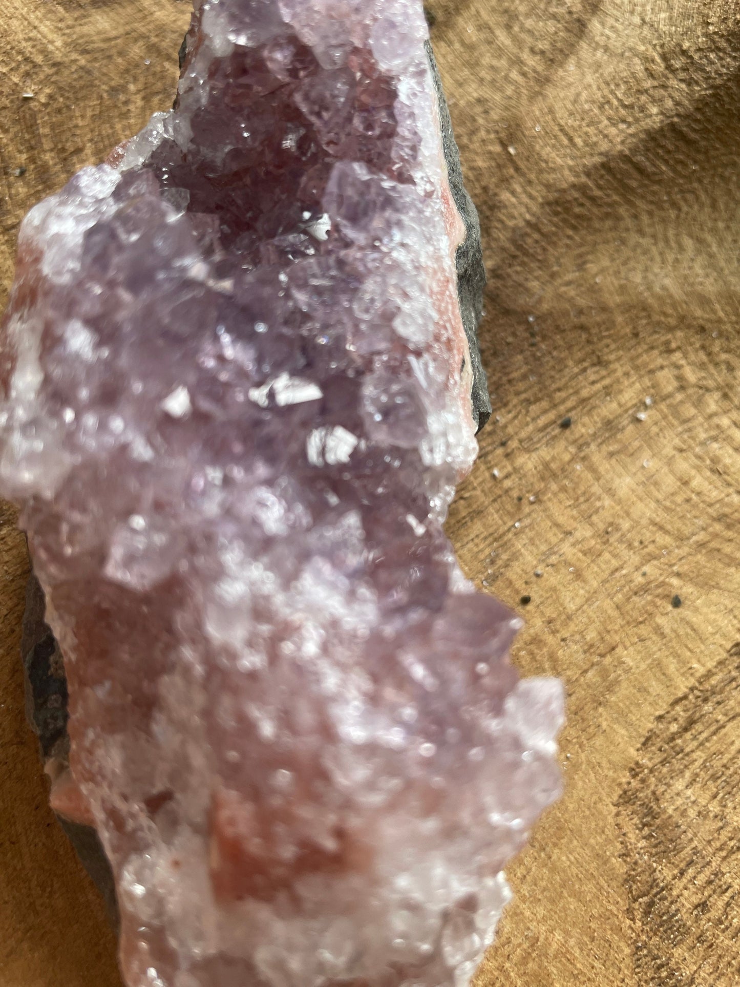 This uniquely colored Uruguay amethyst cluster is an Awesome mix of clear quartz, pink amethyst and amethyst
