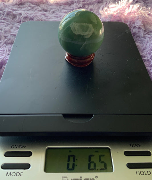 Beautiful 6.5 oz crystal Aventurine sphere crystal ball with wooden stand