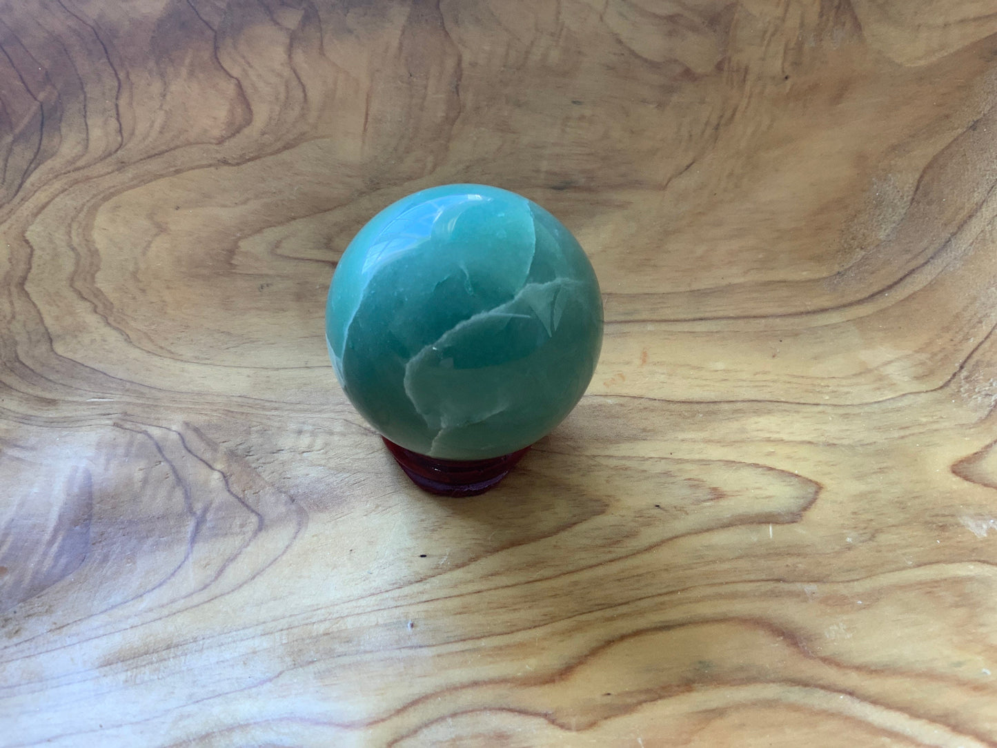 Beautiful 6.5 oz crystal Aventurine sphere crystal ball with wooden stand