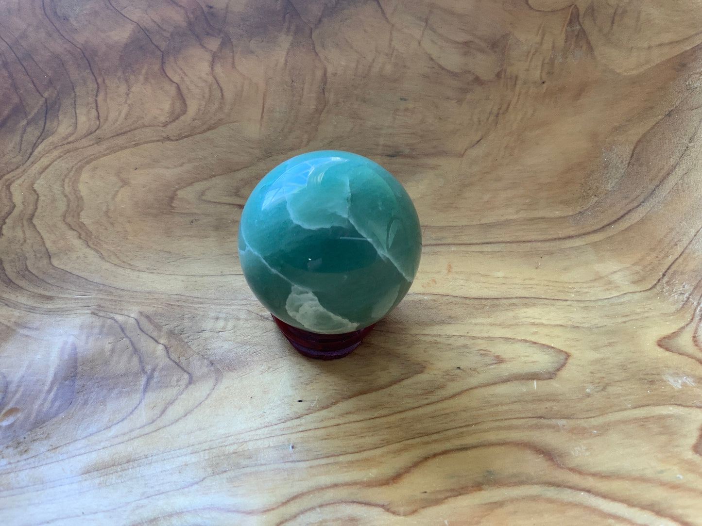 Beautiful 6.5 oz crystal Aventurine sphere crystal ball with wooden stand