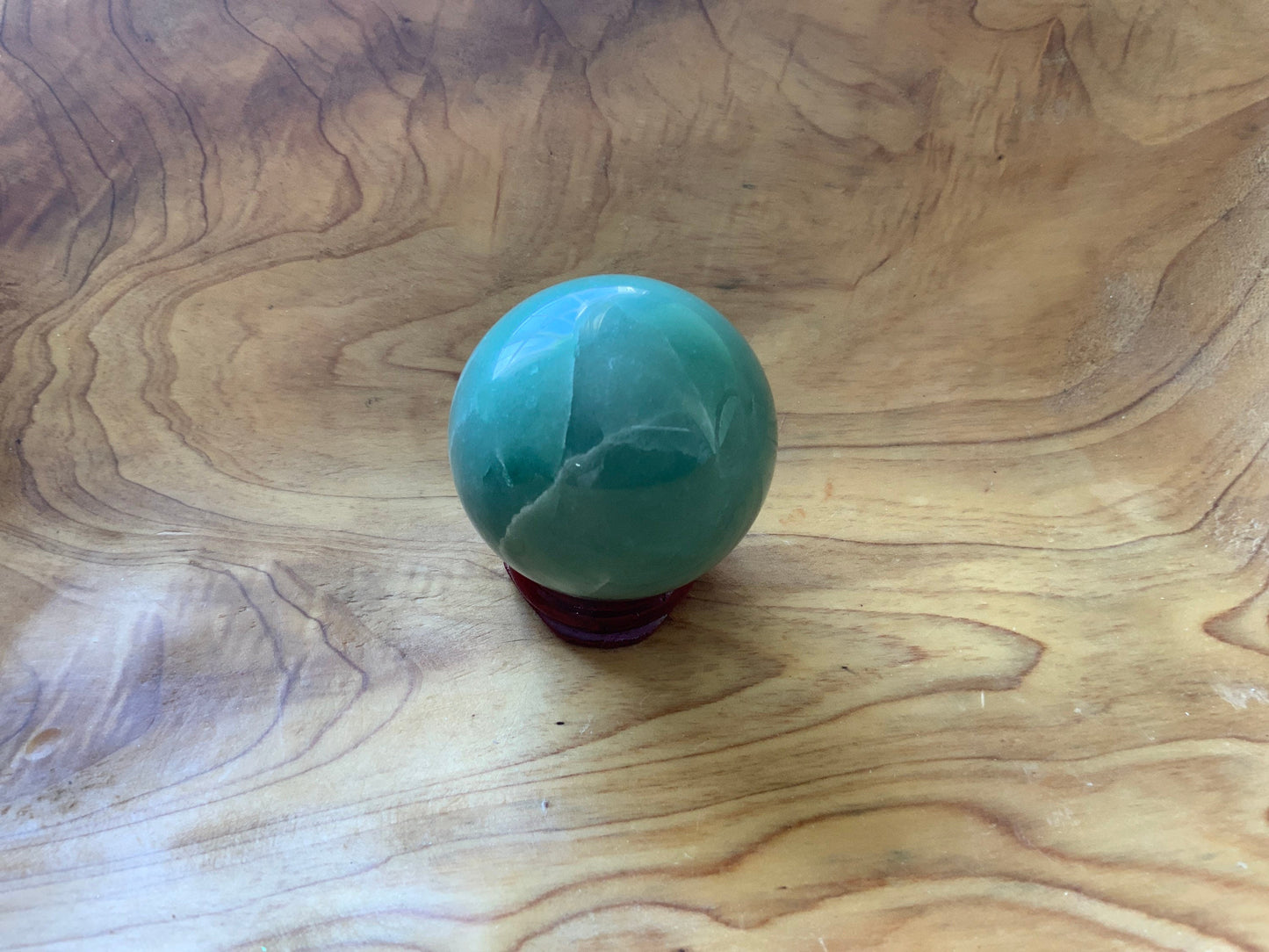 Beautiful 6.5 oz crystal Aventurine sphere crystal ball with wooden stand