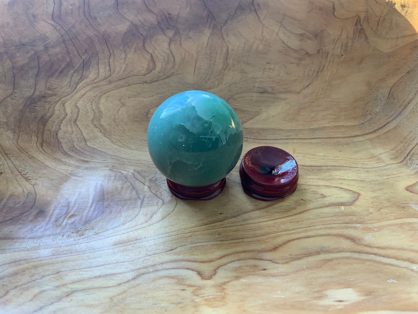 Beautiful 6.4 oz crystal Aventurine sphere crystal ball with wooden stand