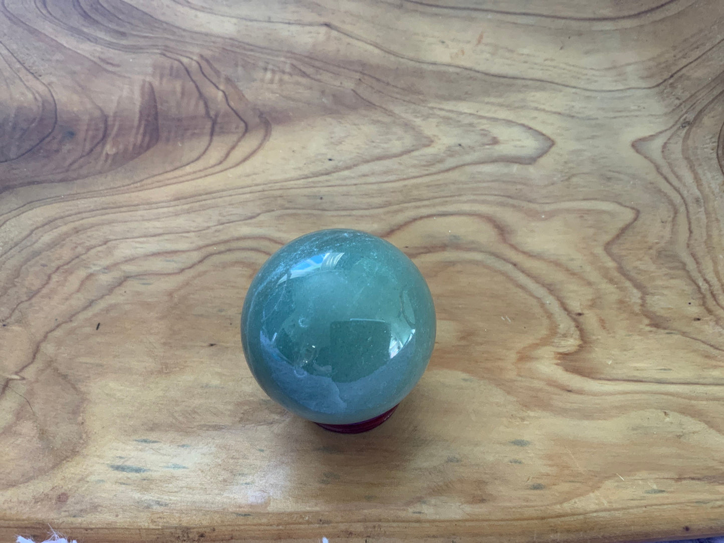 Beautiful 5.7 oz crystal Aventurine quartz sphere crystal ball with wooden Crystal