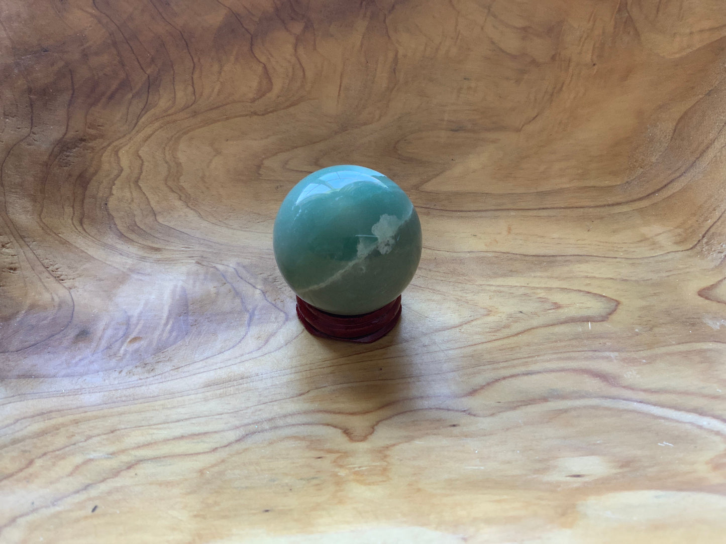 Beautiful 4.7 oz crystal Aventurine sphere crystal ball with wooden Crystal