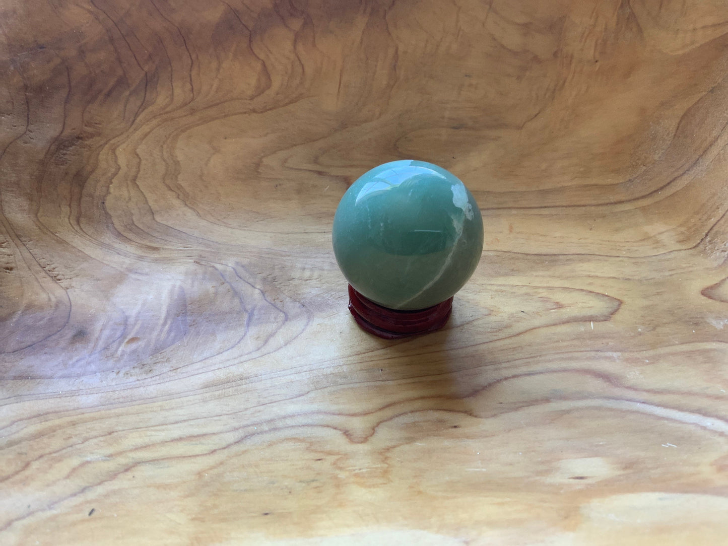 Beautiful 4.7 oz crystal Aventurine sphere crystal ball with wooden Crystal