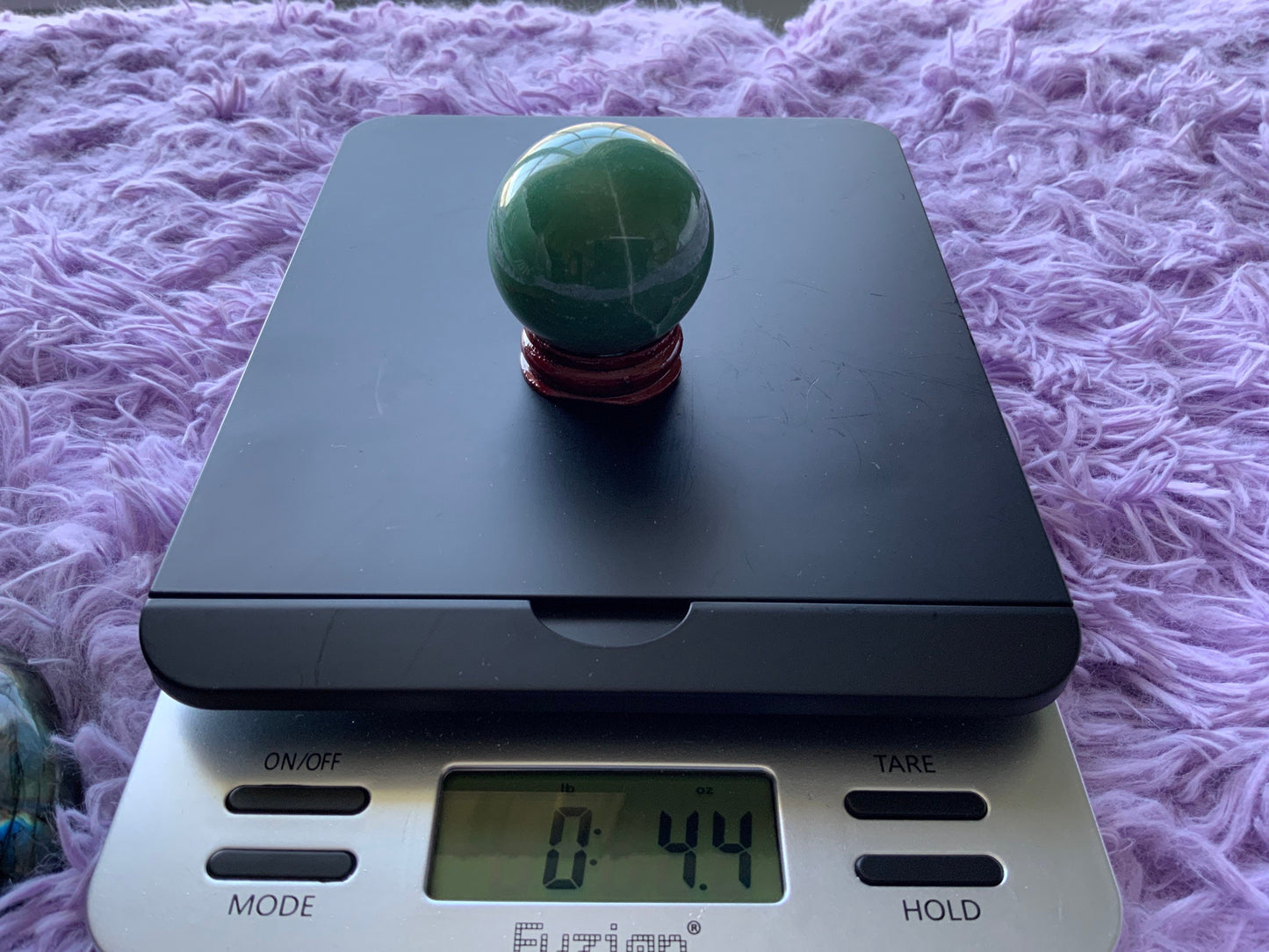 Beautiful 4.4 oz crystal Aventurine sphere crystal ball with wooden Crystal