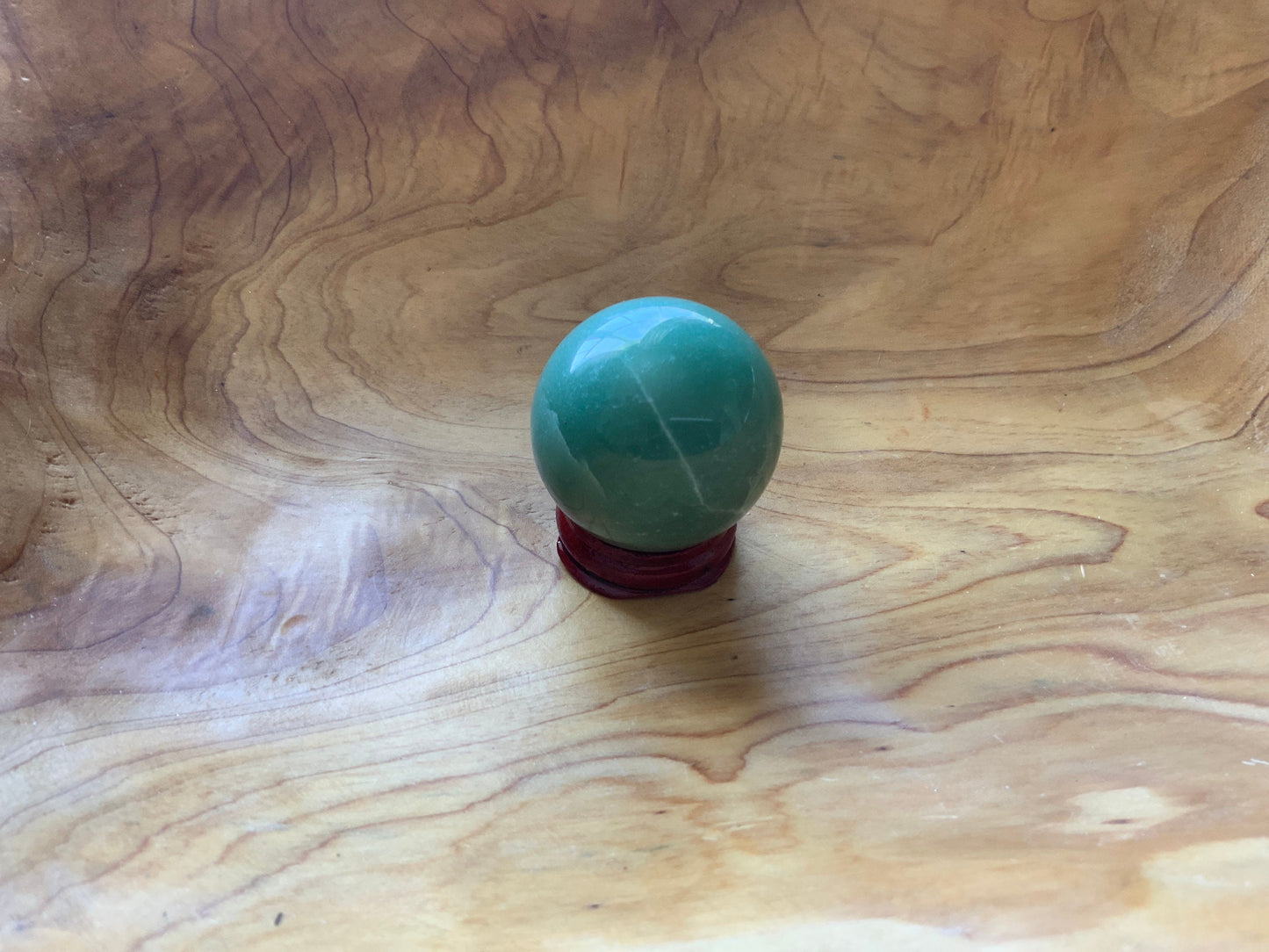 Beautiful 4.4 oz crystal Aventurine sphere crystal ball with wooden Crystal