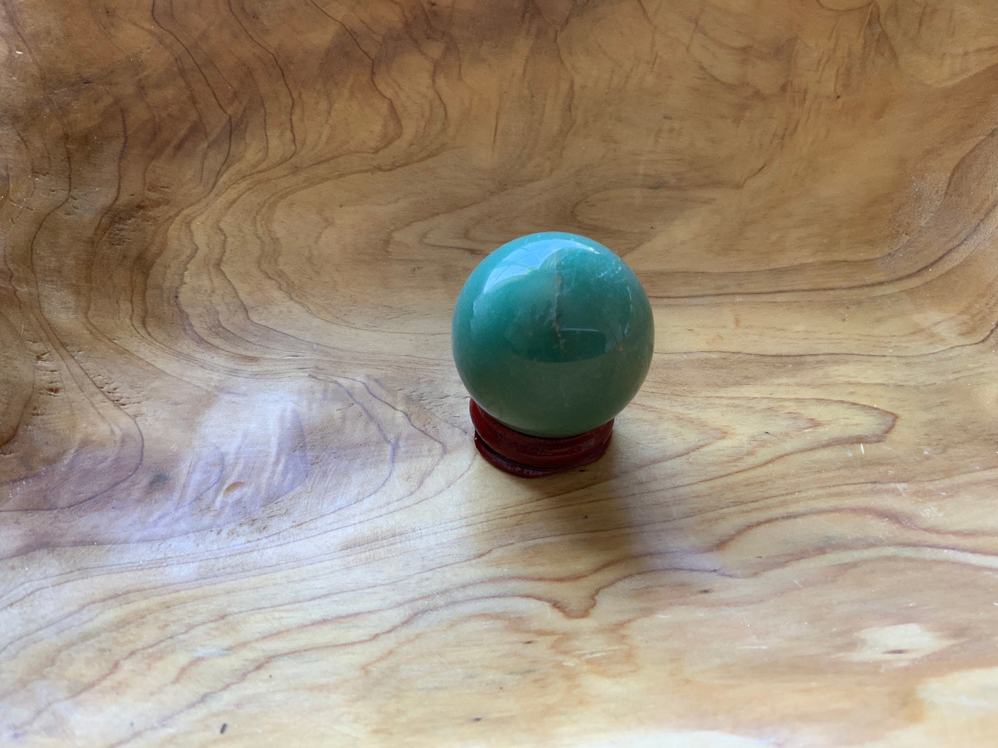 Beautiful 4.4 oz crystal Aventurine sphere crystal ball with wooden Crystal