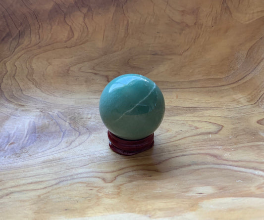 Beautiful 4.5 oz crystal Aventurine quartz sphere crystal ball with wooden Crystal