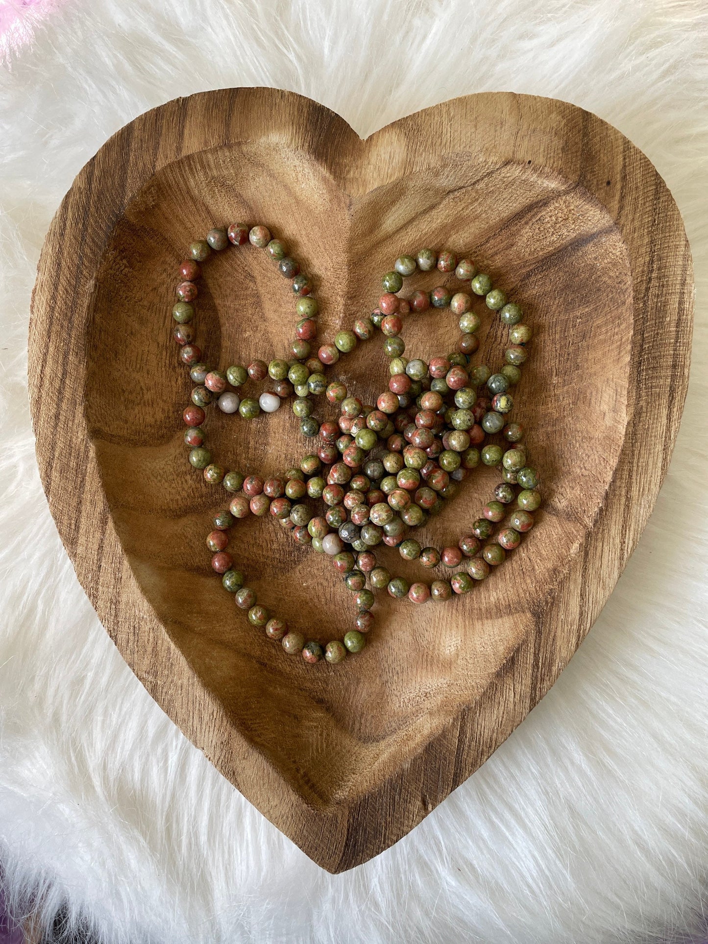 Beautiful 8 mm Unakite bracelet one size fits all Unakite crystals