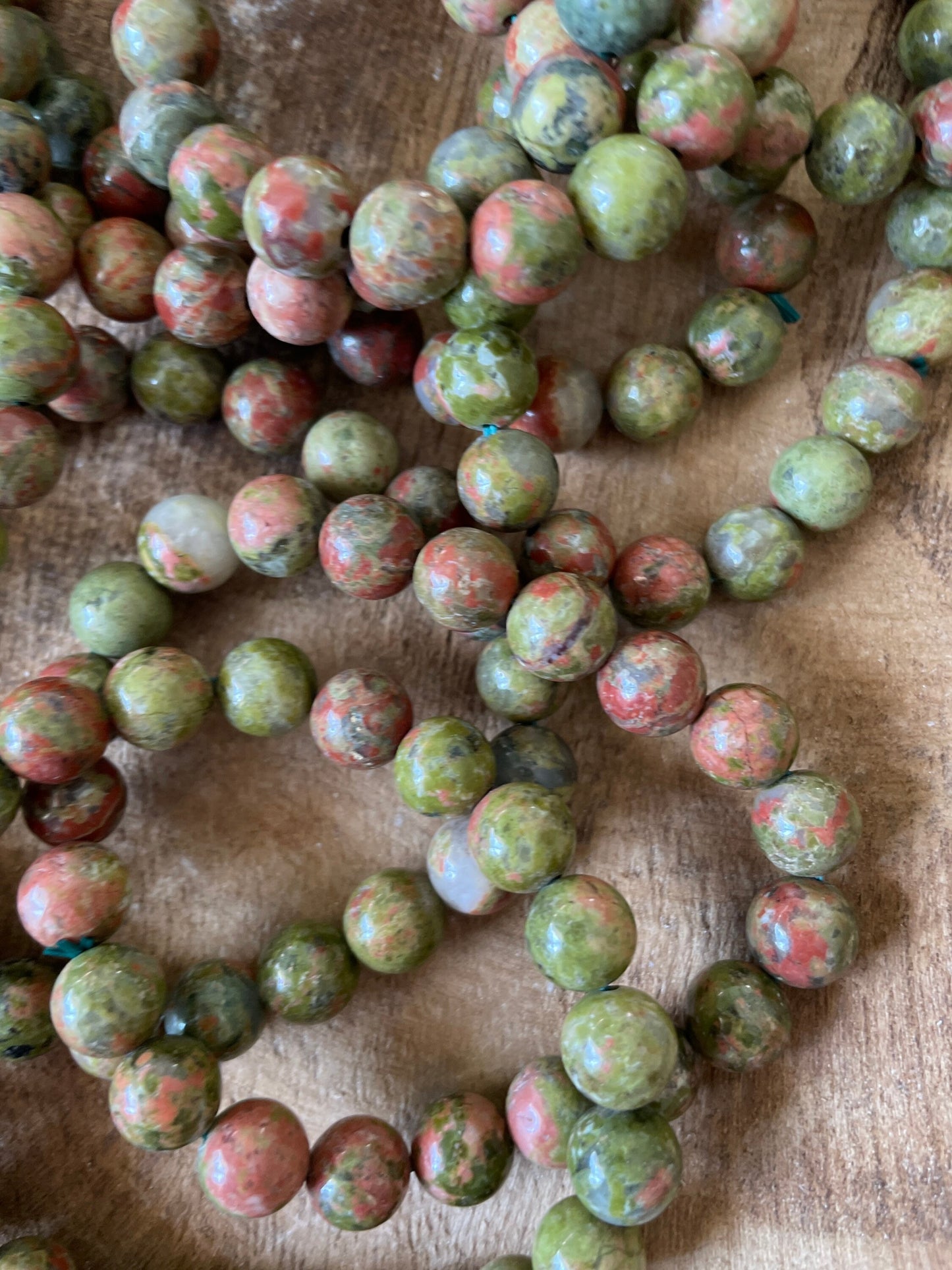 Beautiful 8 mm Unakite bracelet one size fits all Unakite crystals