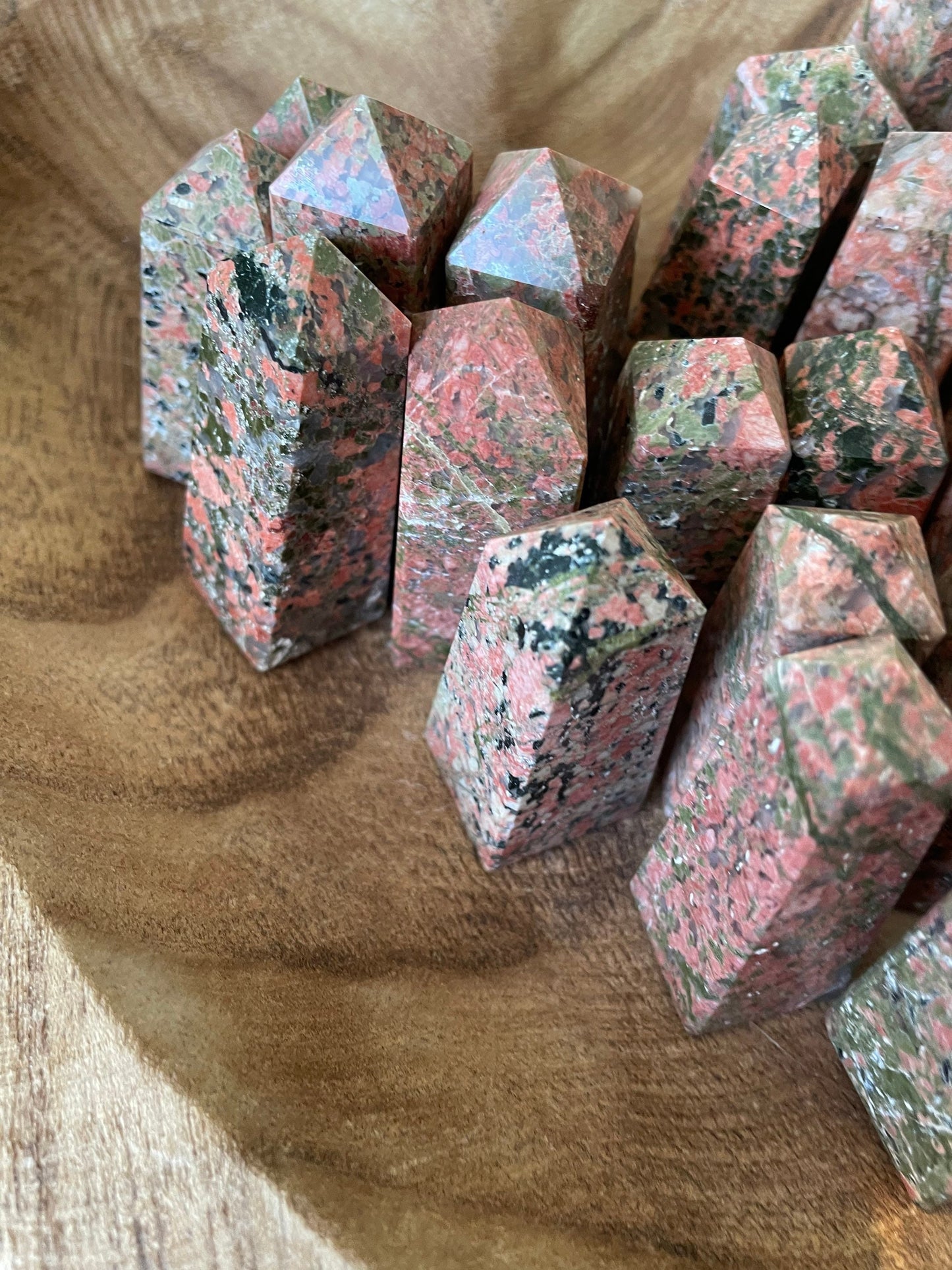 2” Unakite Obelisk for joy intuition good luck good fortune