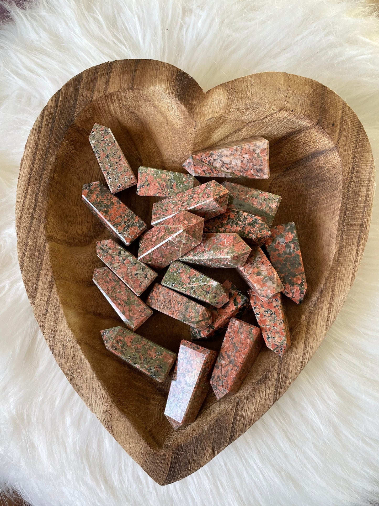 2” Unakite Obelisk for joy intuition good luck good fortune