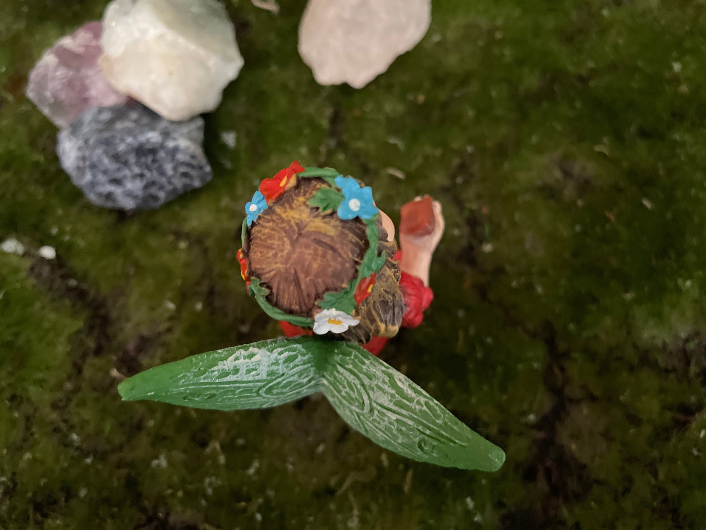 Look at her sweet face and she’s holding a carnelian crystal hand-painted fairy