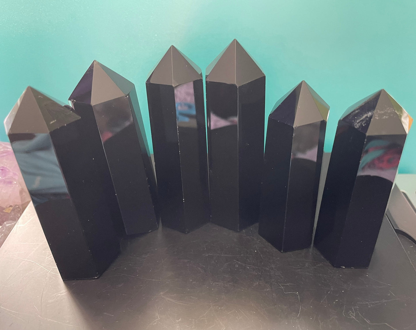 Black obsidian grounding crystals black obsidian point obelisk protection Crystal scrying