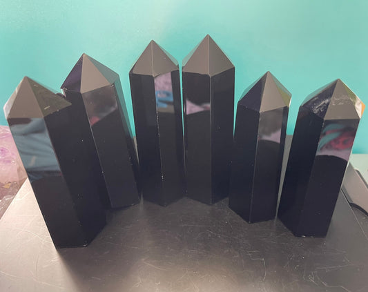 Black obsidian grounding crystals black obsidian point obelisk protection Crystal scrying