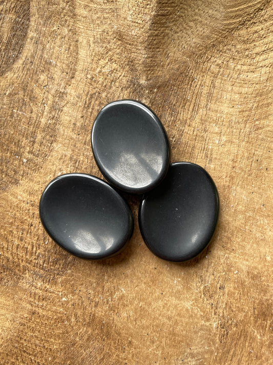 Black obsidian worry stone
