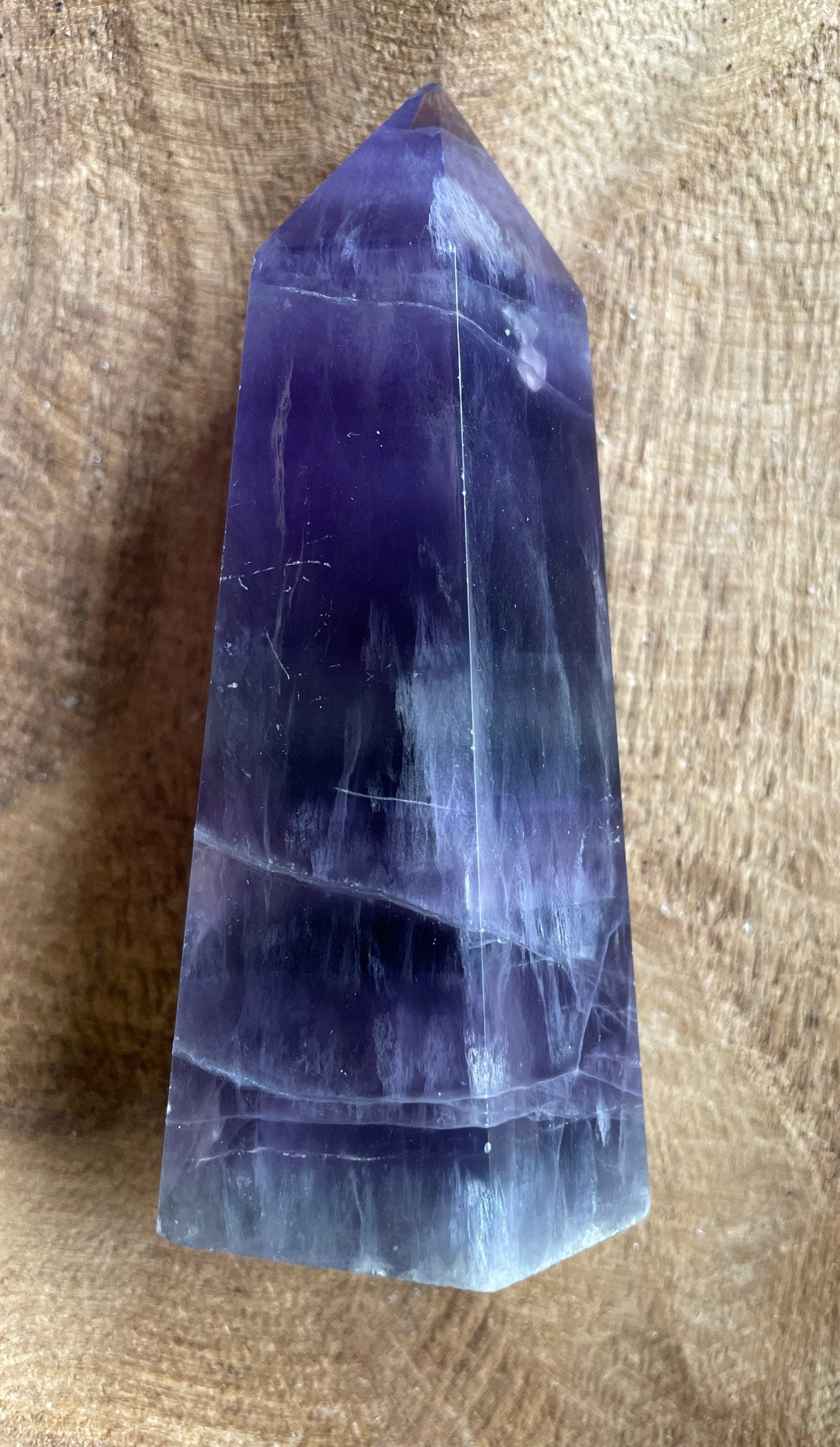 9.2 ounce Rainbow Fluorite point obelisk