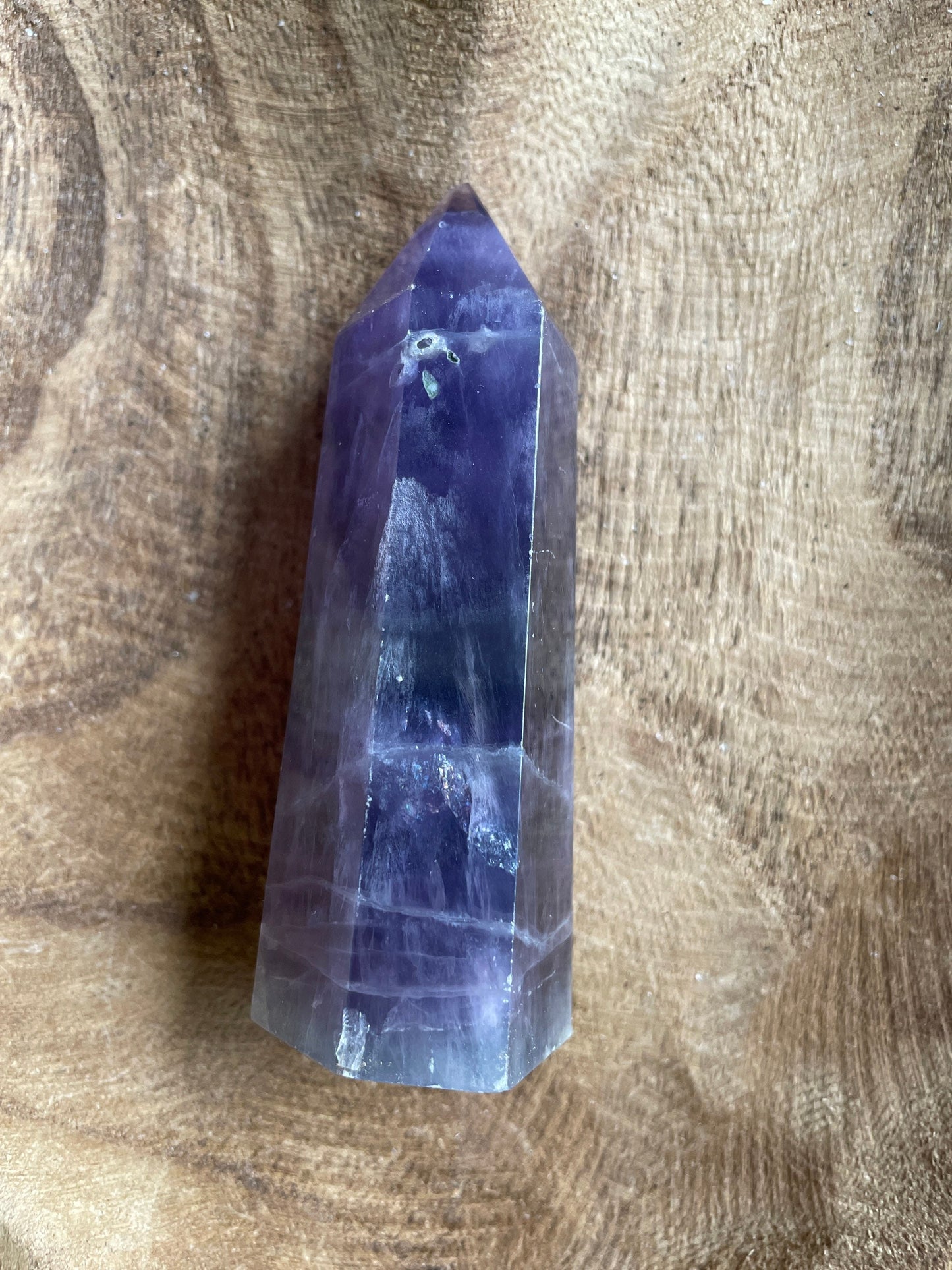 9.2 ounce Rainbow Fluorite point obelisk