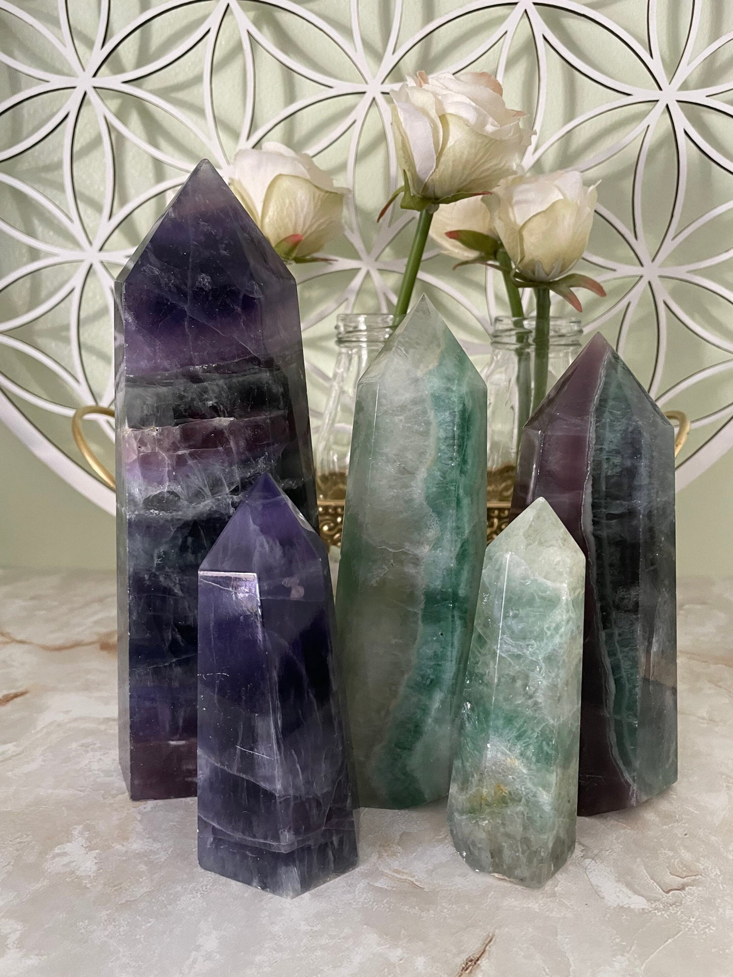 9.2 ounce Rainbow Fluorite point obelisk