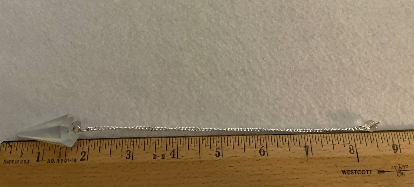 This beautiful  Opalite pendulum is approximately 1.65” and with chain is 8.5”