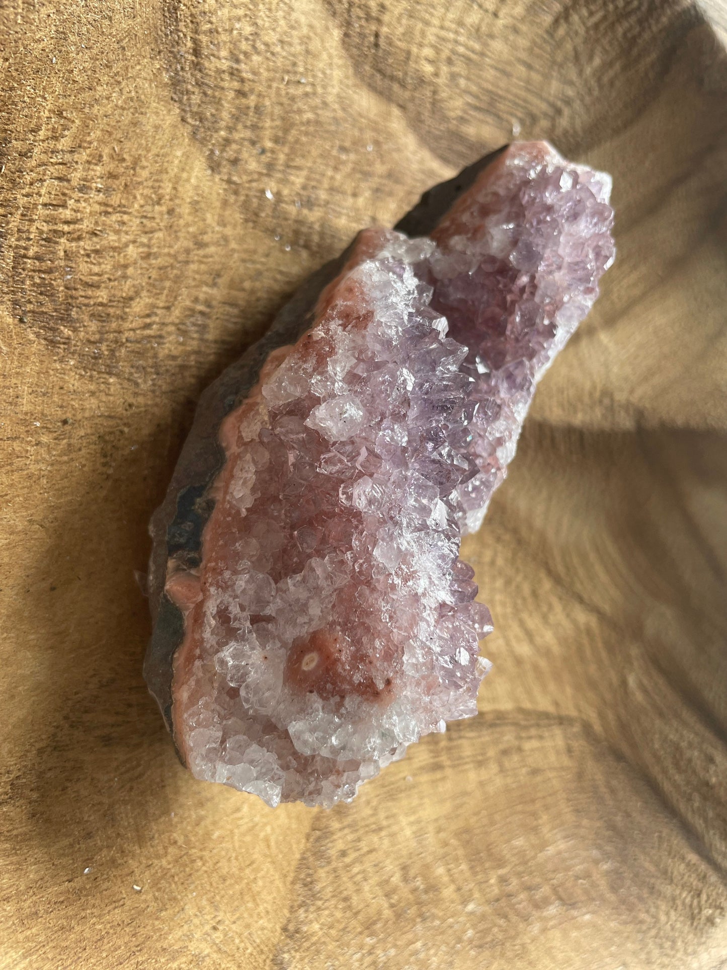 This uniquely colored Uruguay amethyst cluster is an Awesome mix of clear quartz, pink amethyst and amethyst