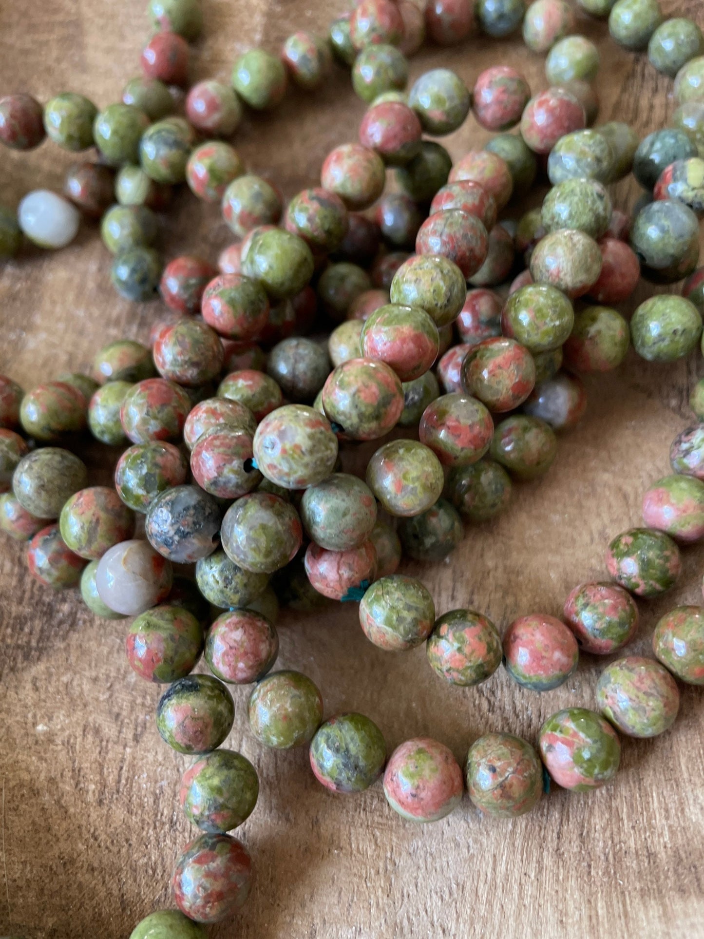 Beautiful 8 mm Unakite bracelet one size fits all Unakite crystals