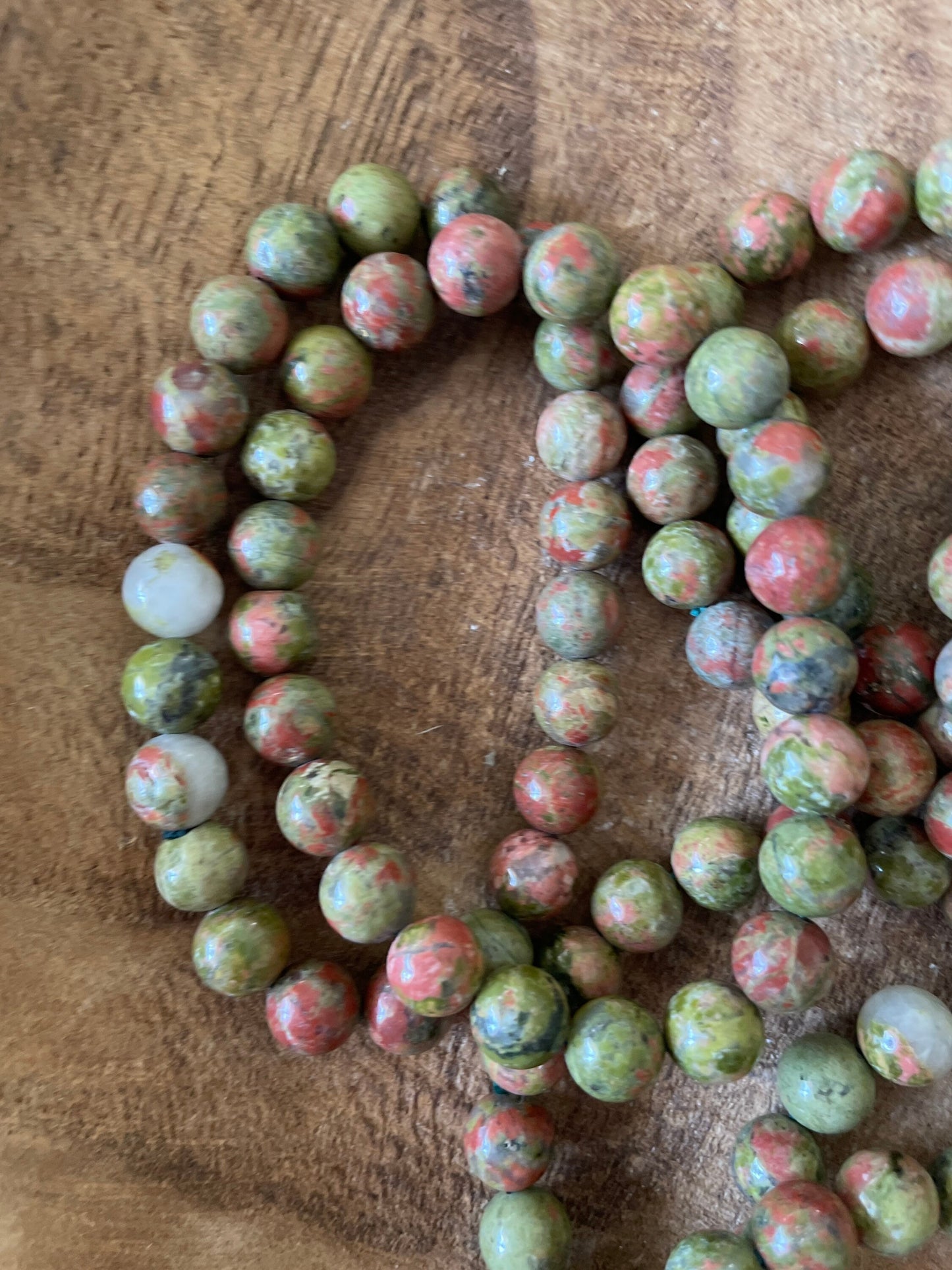 Beautiful 8 mm Unakite bracelet one size fits all Unakite crystals